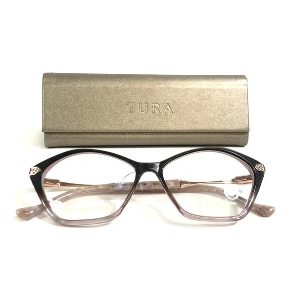 Tura Brilliant Eyeglasses Frames TE275 GRY Gray Gradient Pink Cat